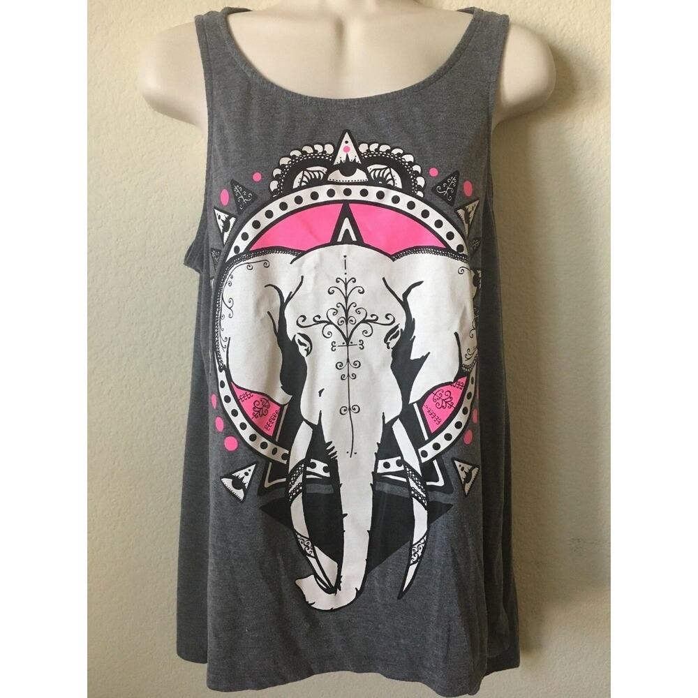 H&M Gray Elephant Eye of Providence Eye In Triangle Sleeveless Womens Top Size M